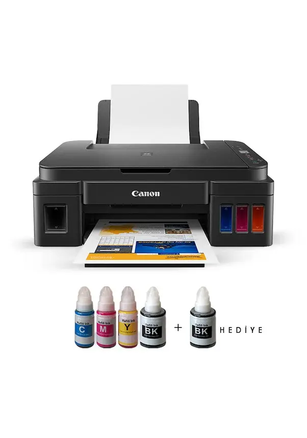 Canon Pixma G3416 Wi-Fi + Tarayıcı + Fotokopi Renkli Çok Fonksiyonlu Tanklı Mürekkep Püskürtmeli Yazıcı - Muadil Mürekkepli