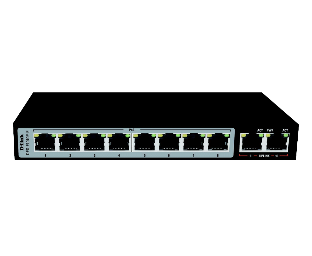 D-Link DES-F1010P-E 10 Port 10/100 Mbps PoE Switch