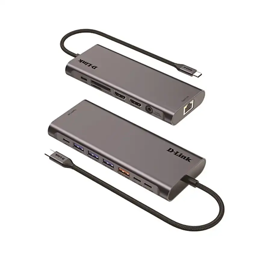 D-Link DUB-C114 14’ü 1 Arada USB-C Hub Çift HDMI 4K 60Hz Gigabit Ethernet SD ve MicroSD Kart Okuyucu