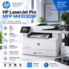 HP MFP M4103DW 2Z627A Wi-Fi + Tarayıcı + Fotokopi Mono Çok Fonksiyonlu Lazer Yazıcı