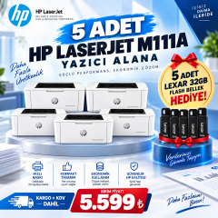 5 Adet HP LaserJet M111a Lazer Yazıcı + 5 Adet Lexar 32GB Flash Bellek Hediye