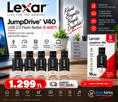 Lexar JumpDrive V40 16GB USB 2.0 Flash Bellek – 5 Adet